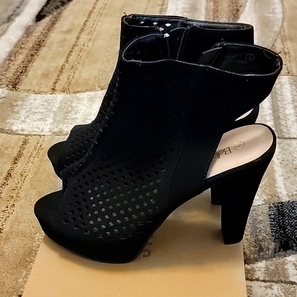 Black Open toe heels